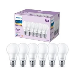 Philips LED-Lampe E27 8W 806lm 2.700K Matt 6er