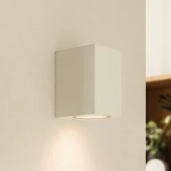 Prios Tetje Außenwandleuchte Weiß Eckig 10 Cm