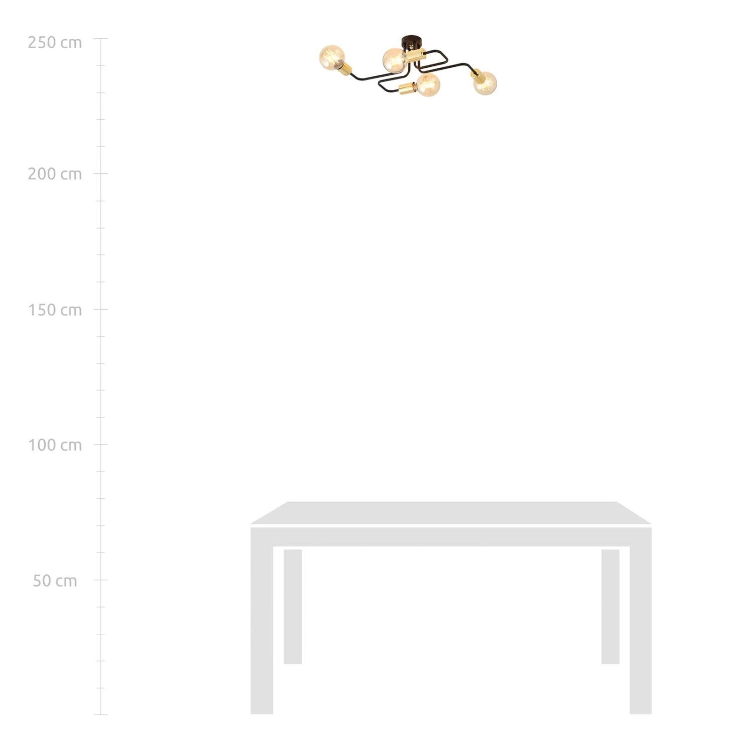 Deckenleuchte Veken 4, Vierflammig Schwarz/gold – Bild 5
