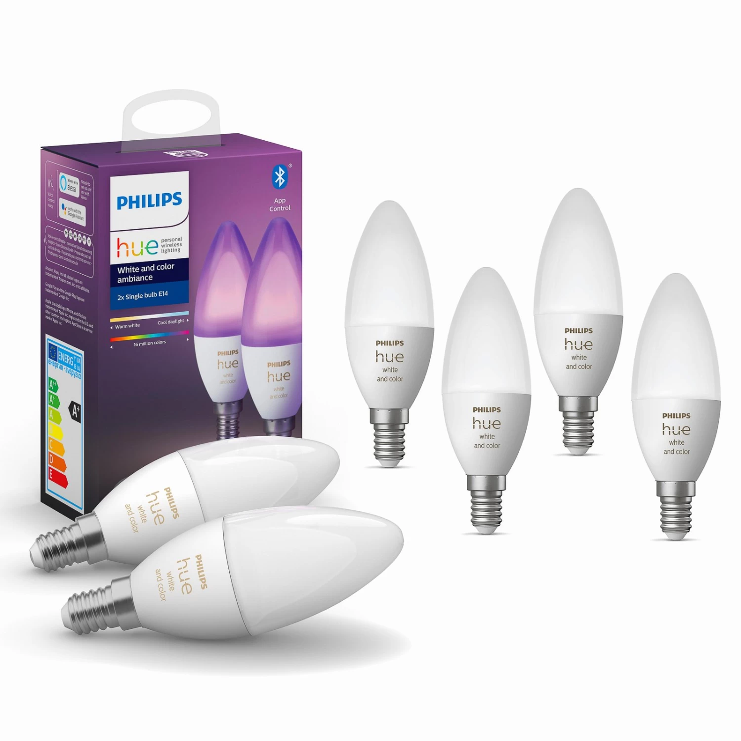 6x Philips Hue Kerze White&Color Amb. E14 5,3W