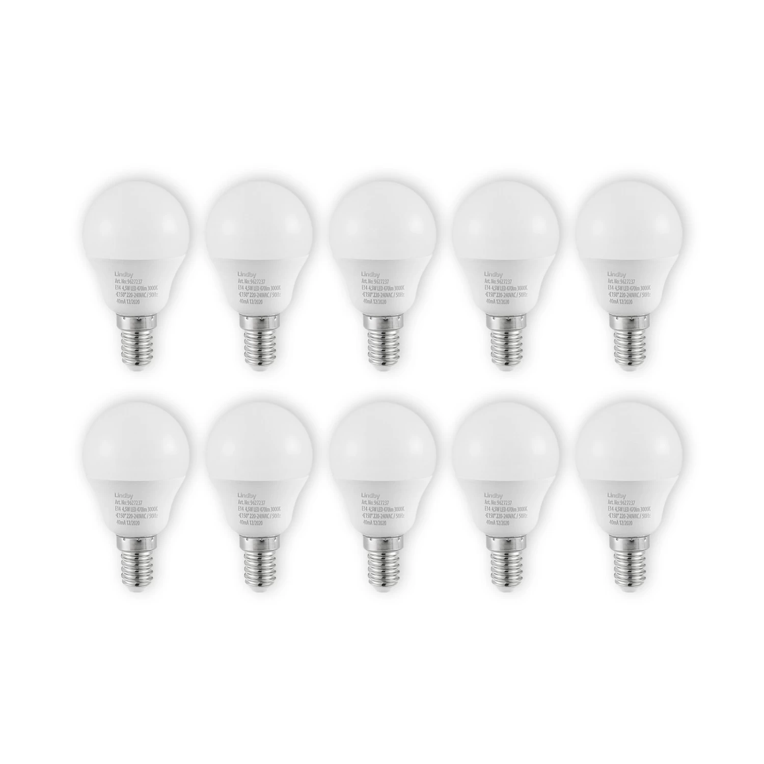 Lindby LED-Lampe E14 G45 4,5W 3.000K Opal 10er-Set