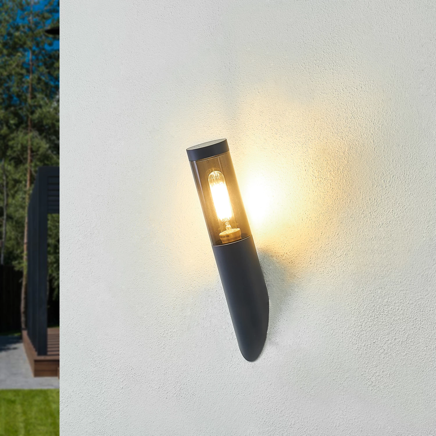 Lindby Statius Außenwandfackel Eisen Schwarz