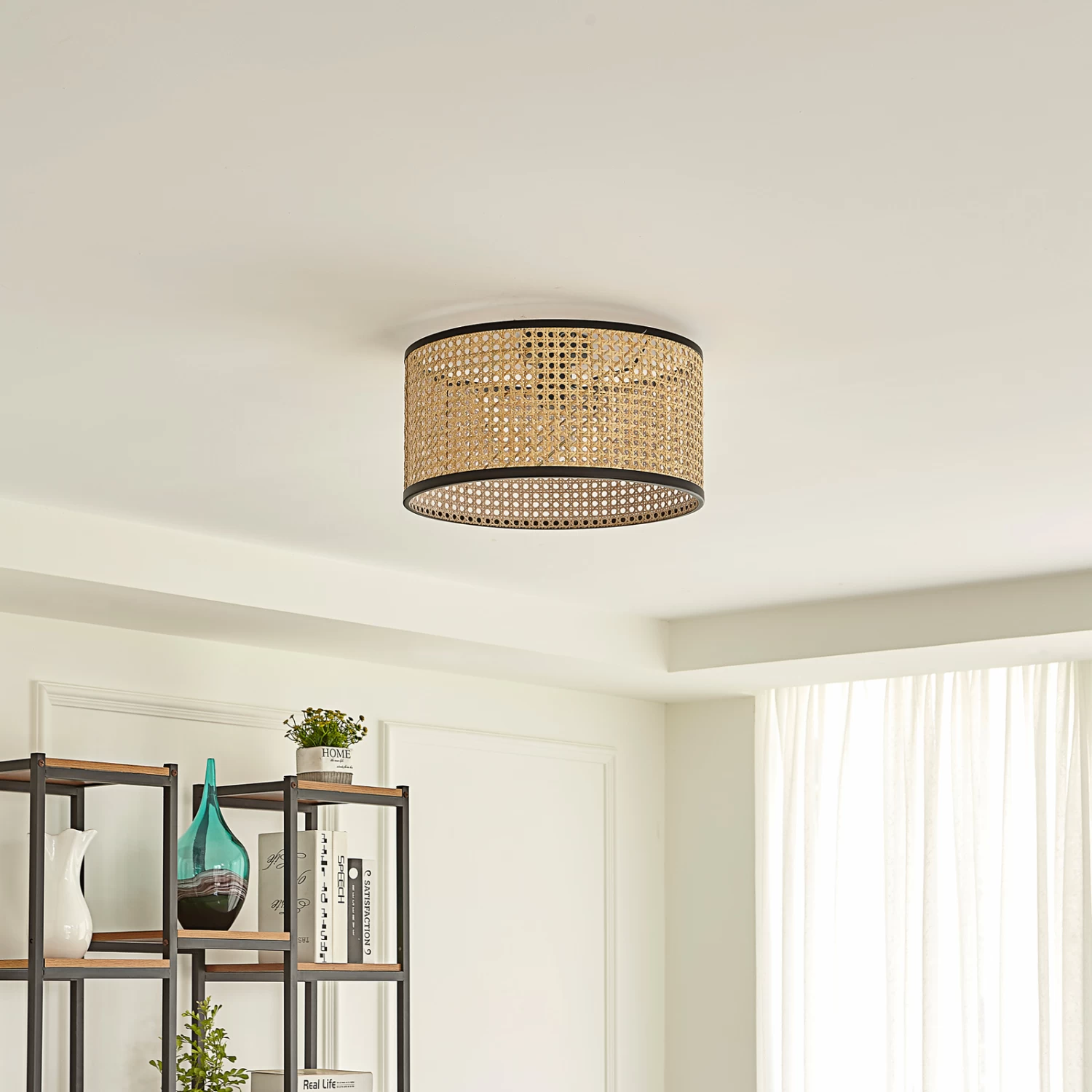 Lindby Yaelle Deckenleuchte Metall Rattan – Bild 2