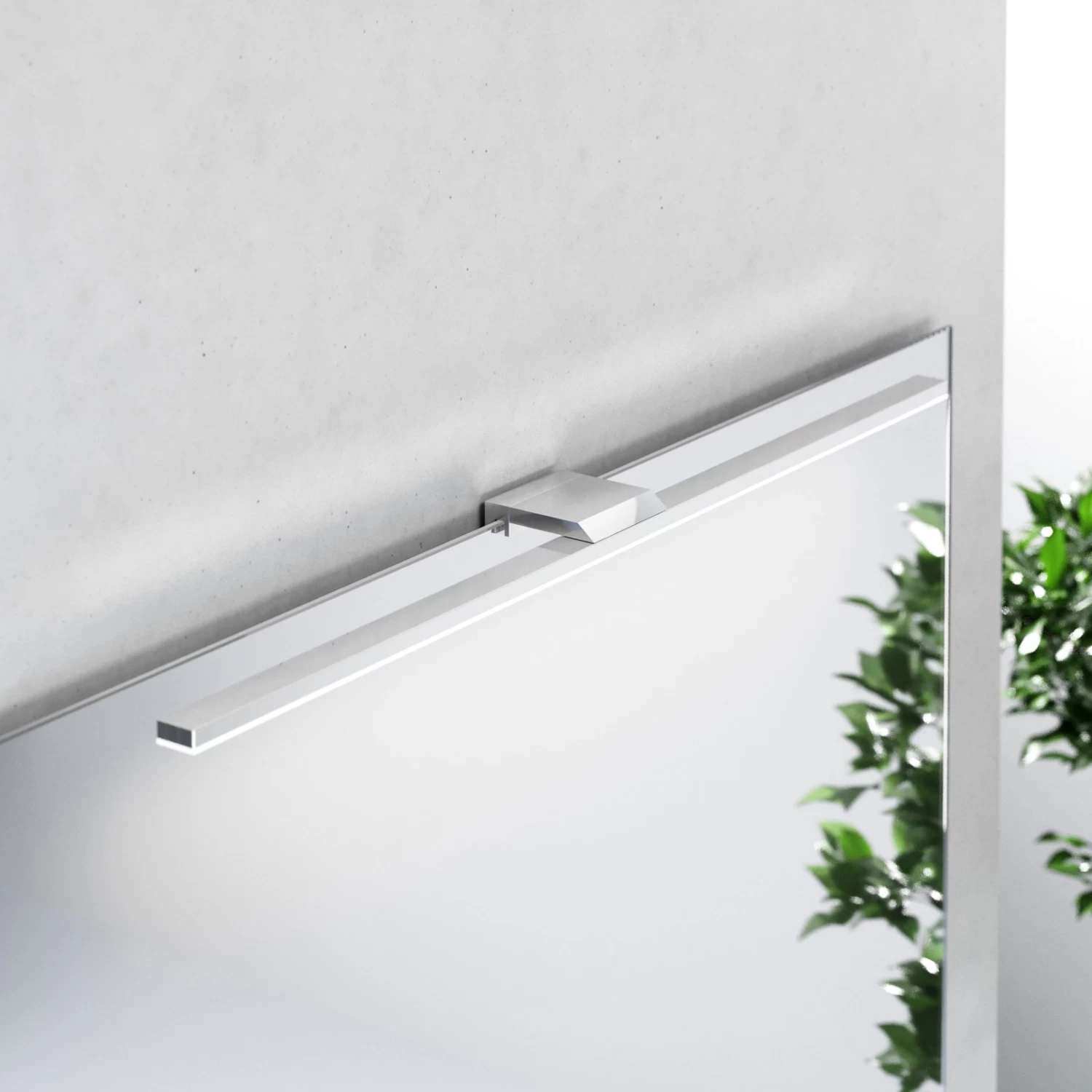LED-Spiegelleuchte Triga IP44, Chrom, 60cm, 3.000K