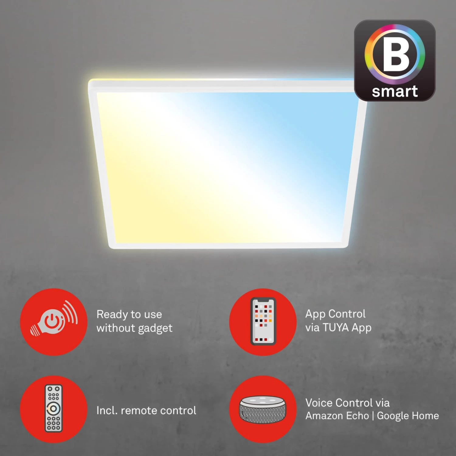 LED-Deckenlampe Slim S Dimmbar CCT Weiß 42x42cm – Bild 7