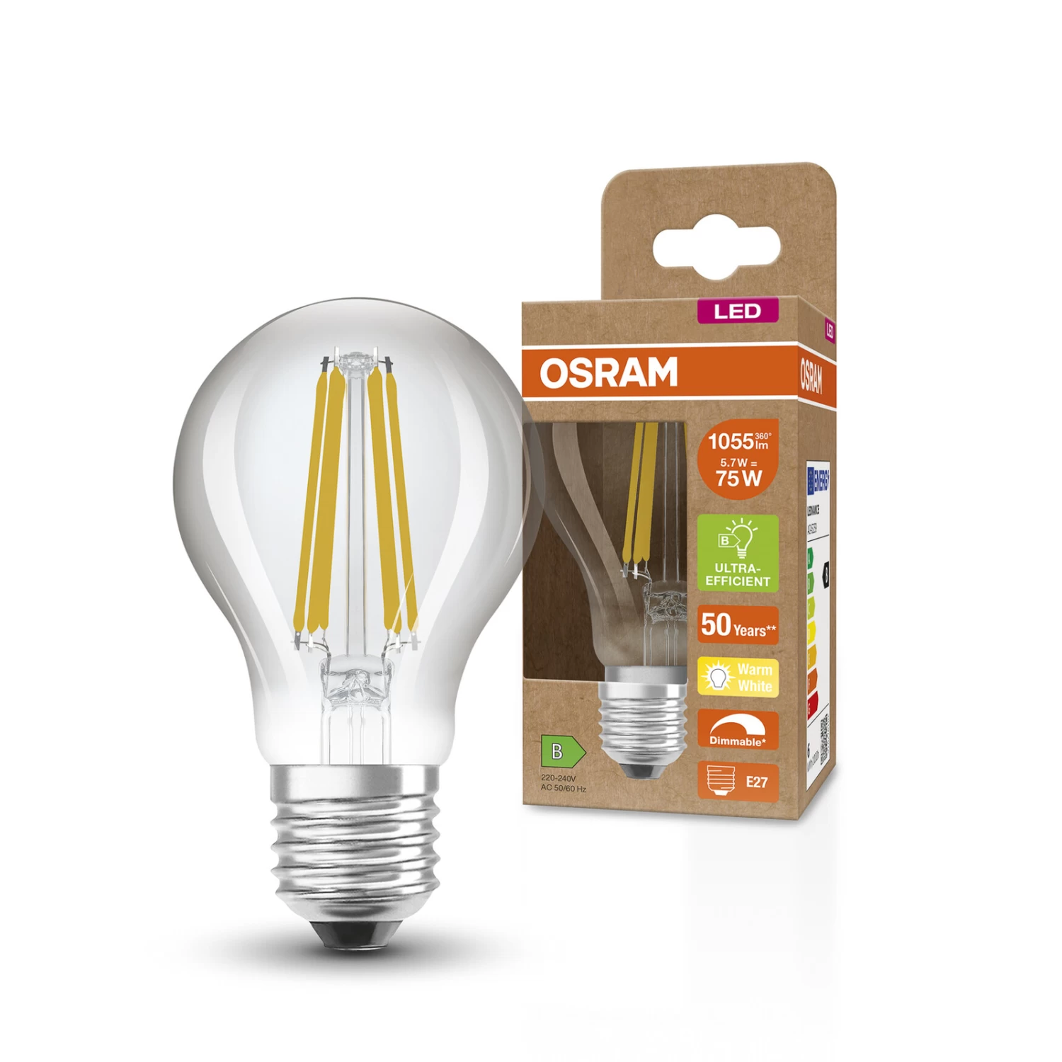 OSRAM Classic LED-Lampe E27 5,7W 827 Filament Dimm – Bild 2