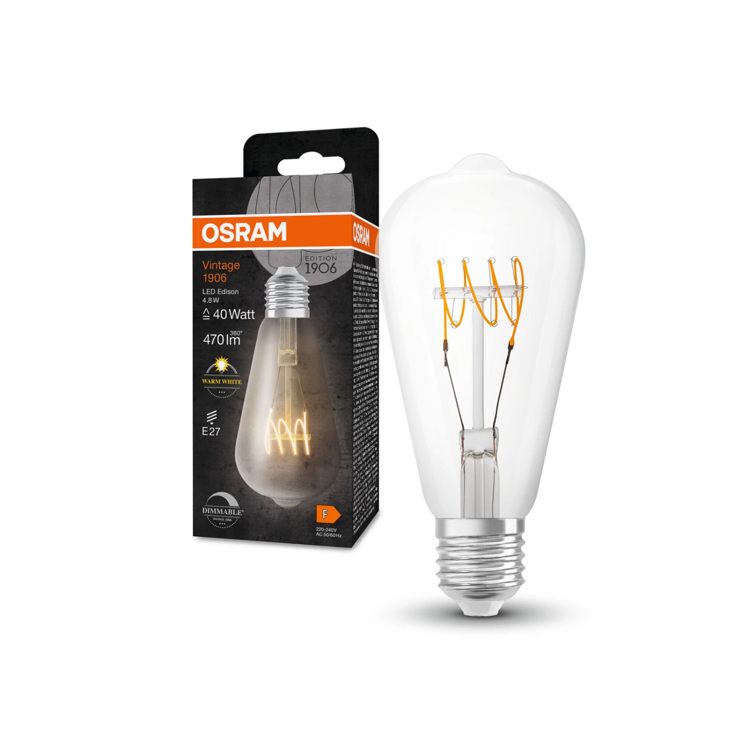 OSRAM Classic LED-Rustika E27 4,8W 827 Klar Dimm – Bild 2
