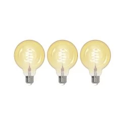 Prios LED-Globe E27 G95 4,9W WLAN Klar Amber, 3er