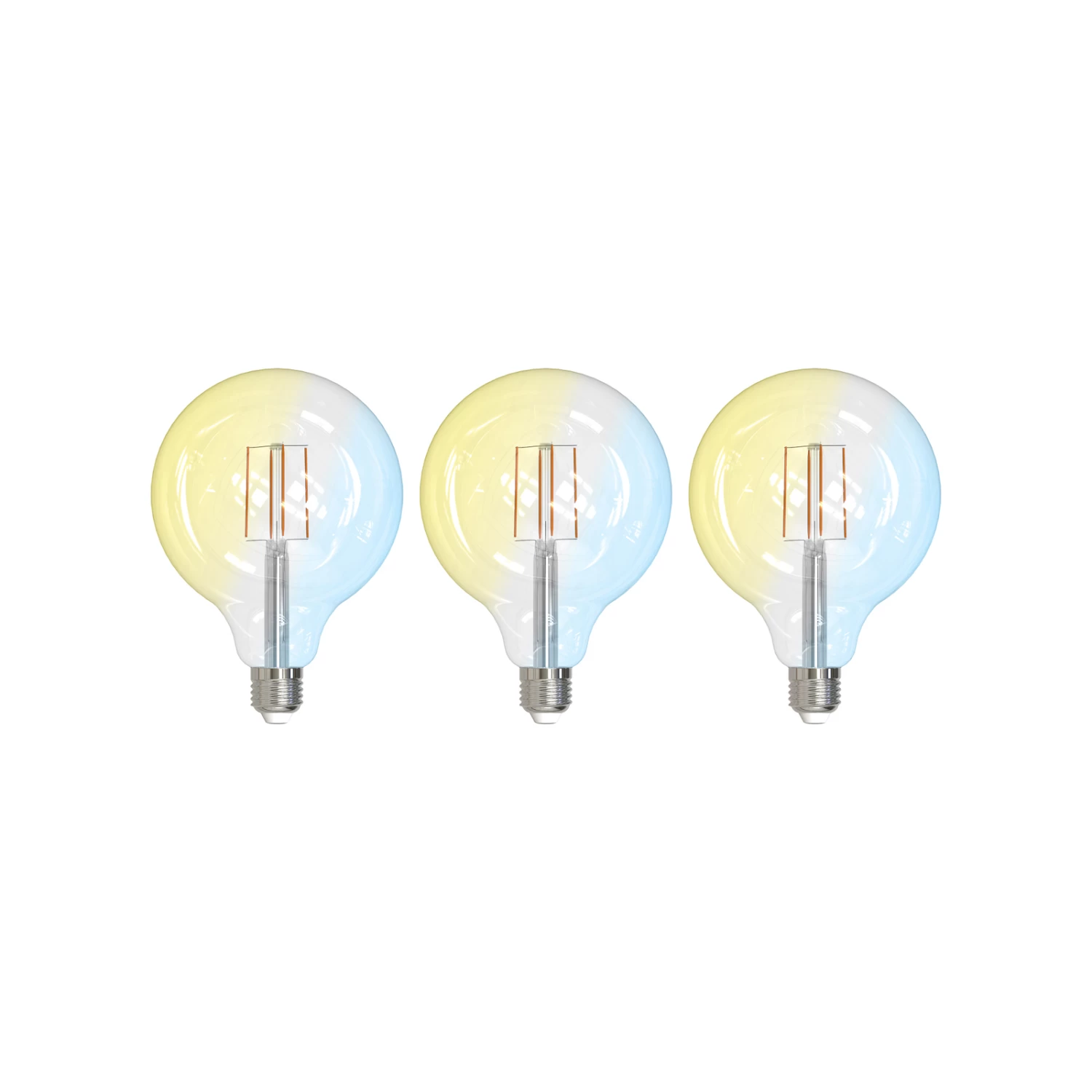 Prios LED-Filamentlampe E27 G125 7W WLAN Klar 3er