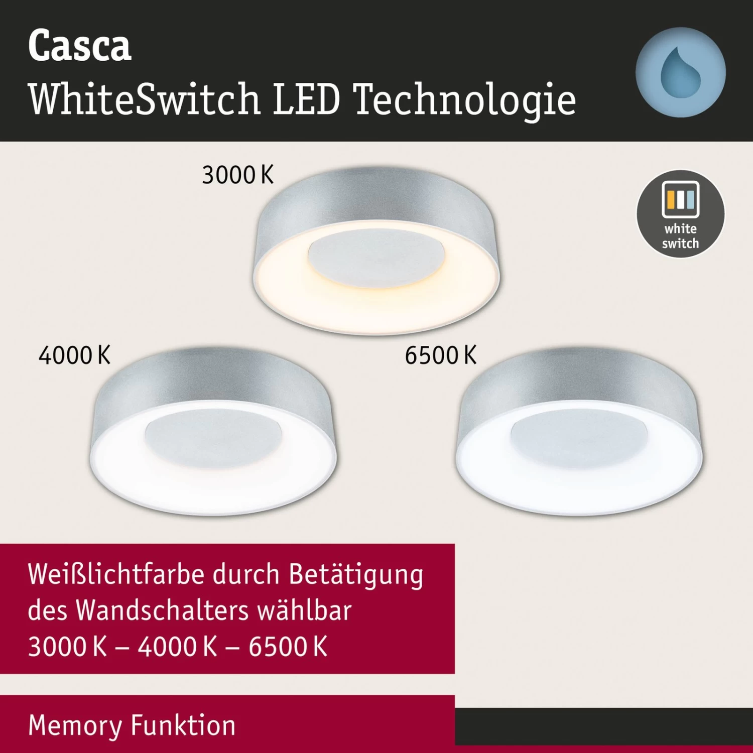 Paulmann HomeSpa Casca Deckenlampe Ø40cm Aluminium – Bild 6