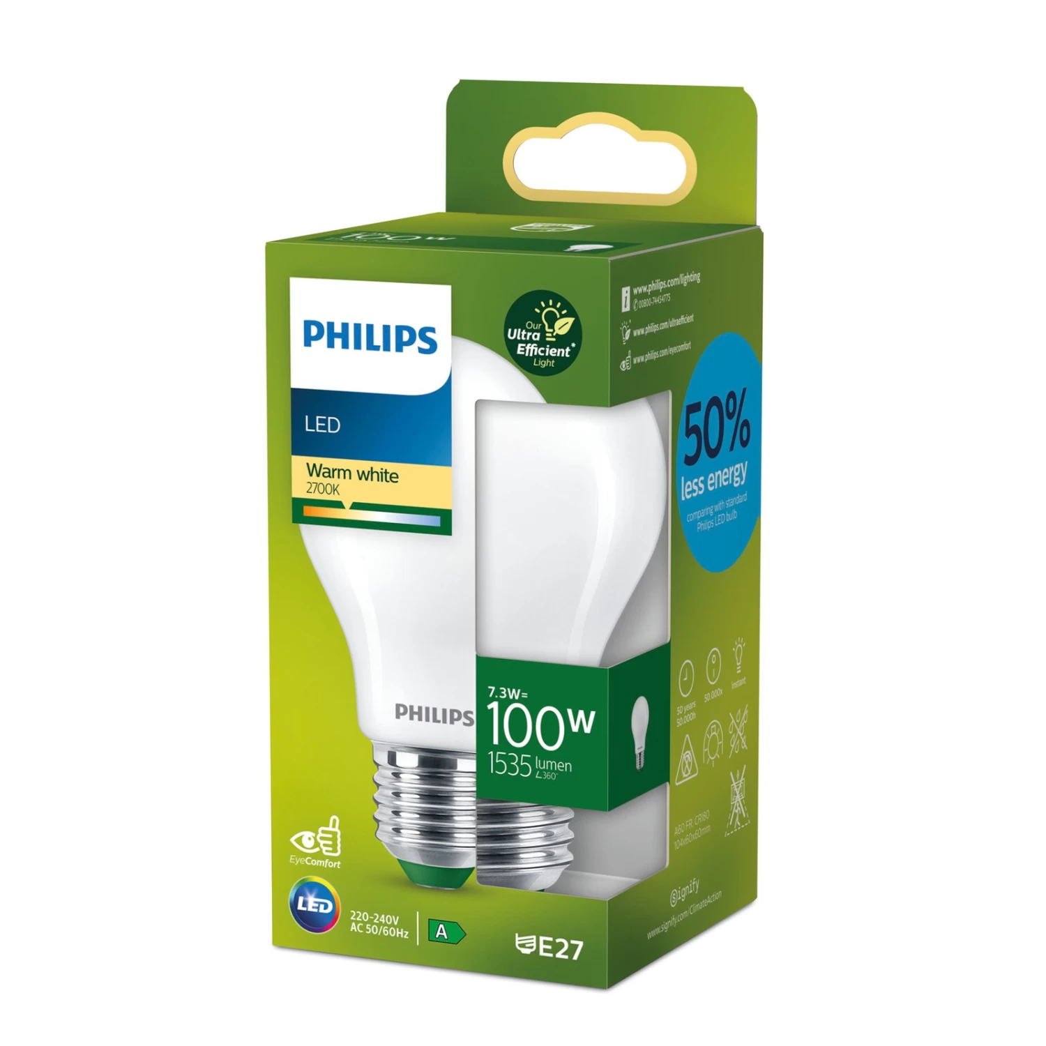 Philips E27 LED-Lampe A60 7,3W 1535lm 2.700K Matt – Bild 3