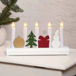 Bunter Kerzenleuchter Julia M. Weihnachtsmotiven