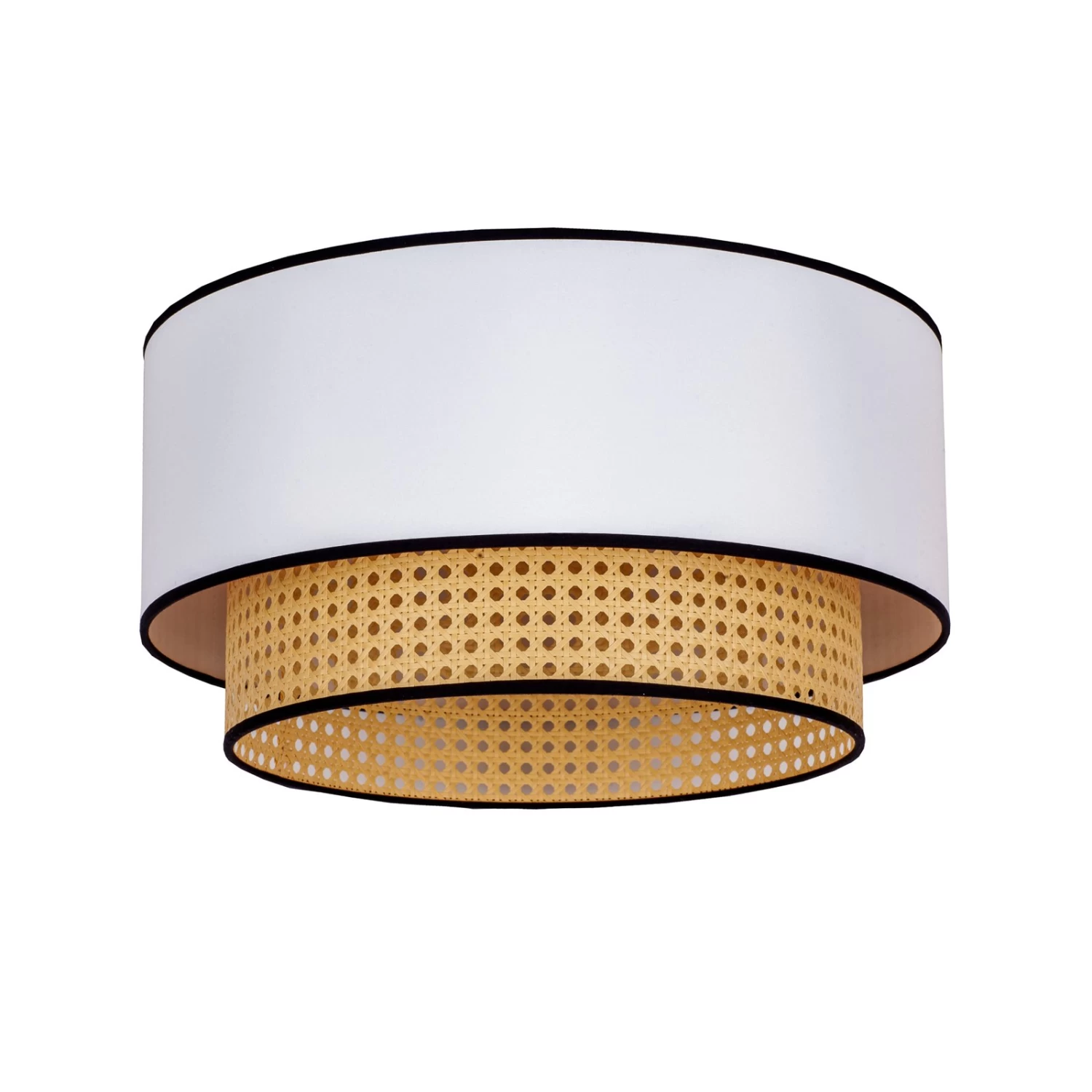 Deckenleuchte Boho, Rattan, Textil, Beige/weiß – Bild 3