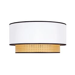 Deckenleuchte Boho, Rattan, Textil, Beige/weiß