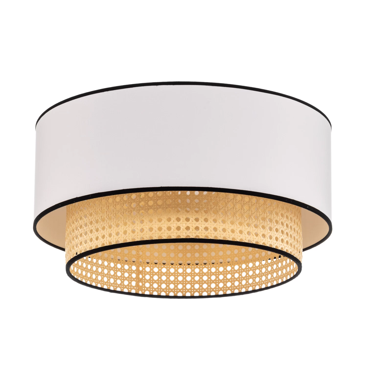 Deckenleuchte Boho, Rattan, Textil, Beige/weiß – Bild 4