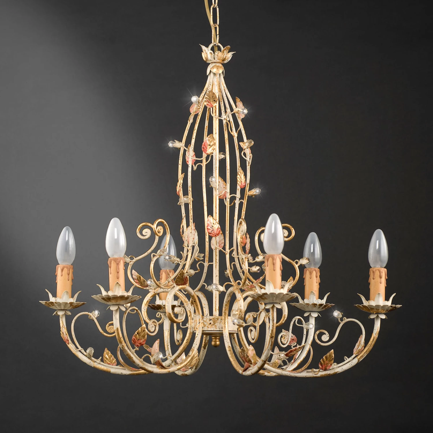 Kronleuchter 200/6, Florales Design, 6-flammig