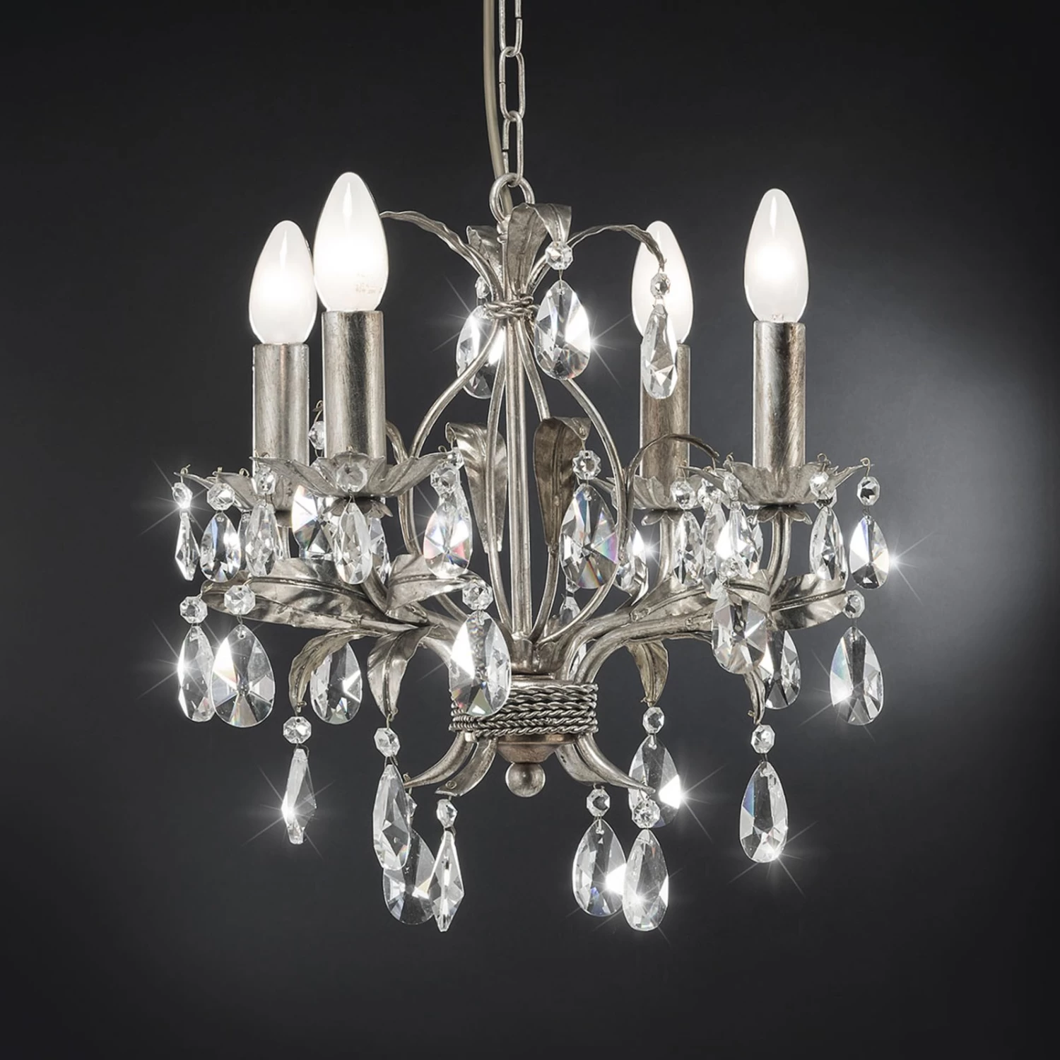 Kronleuchter 90/4 K, Silberfarben, Vierflammig