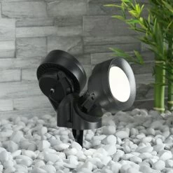 Spießspot Tommy-EL Rund Schwarz/frosted 2x10W CCT