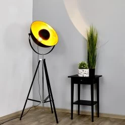 Stehlampe Mineva In Schwarz Und Gold