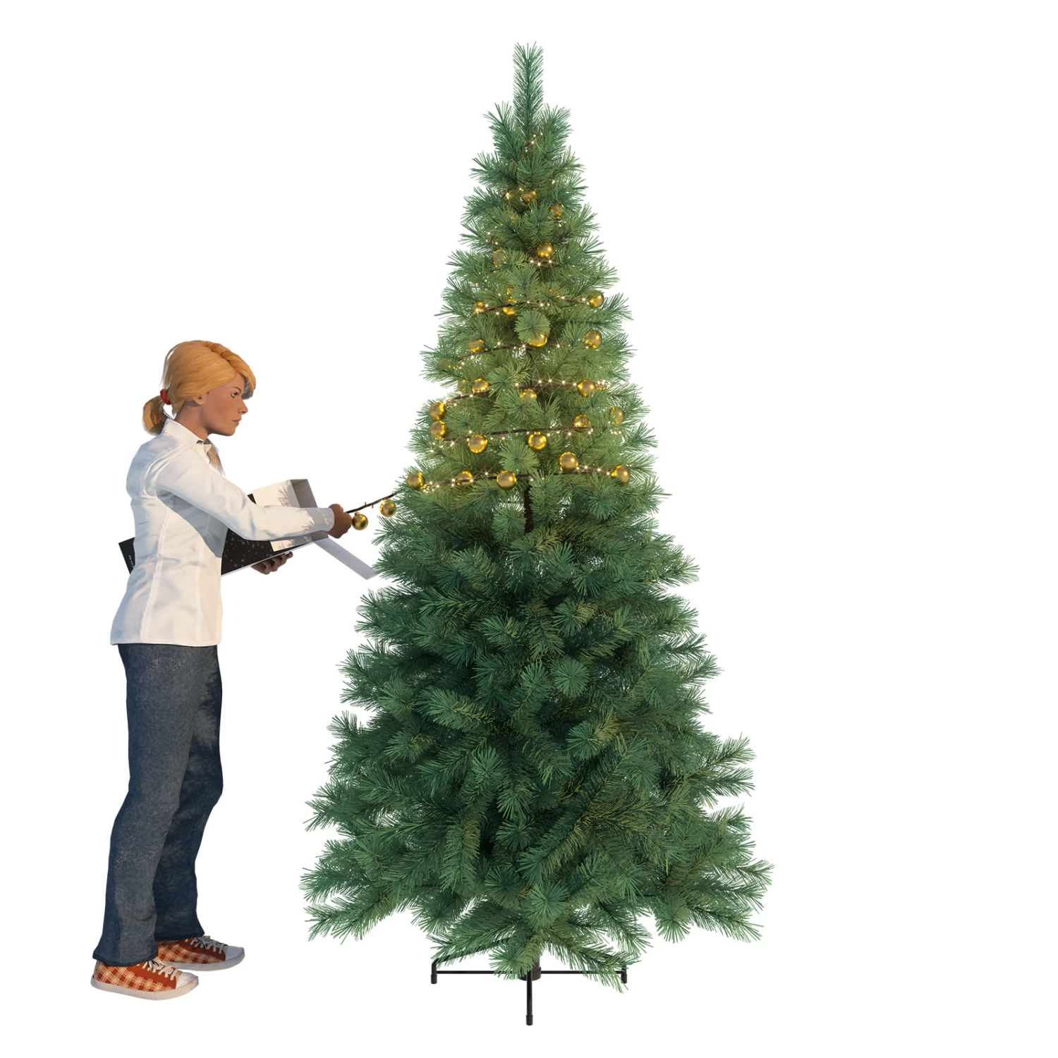 LED-Lichterkette 2in1, Creme-gold, 700 LEDs – Bild 3