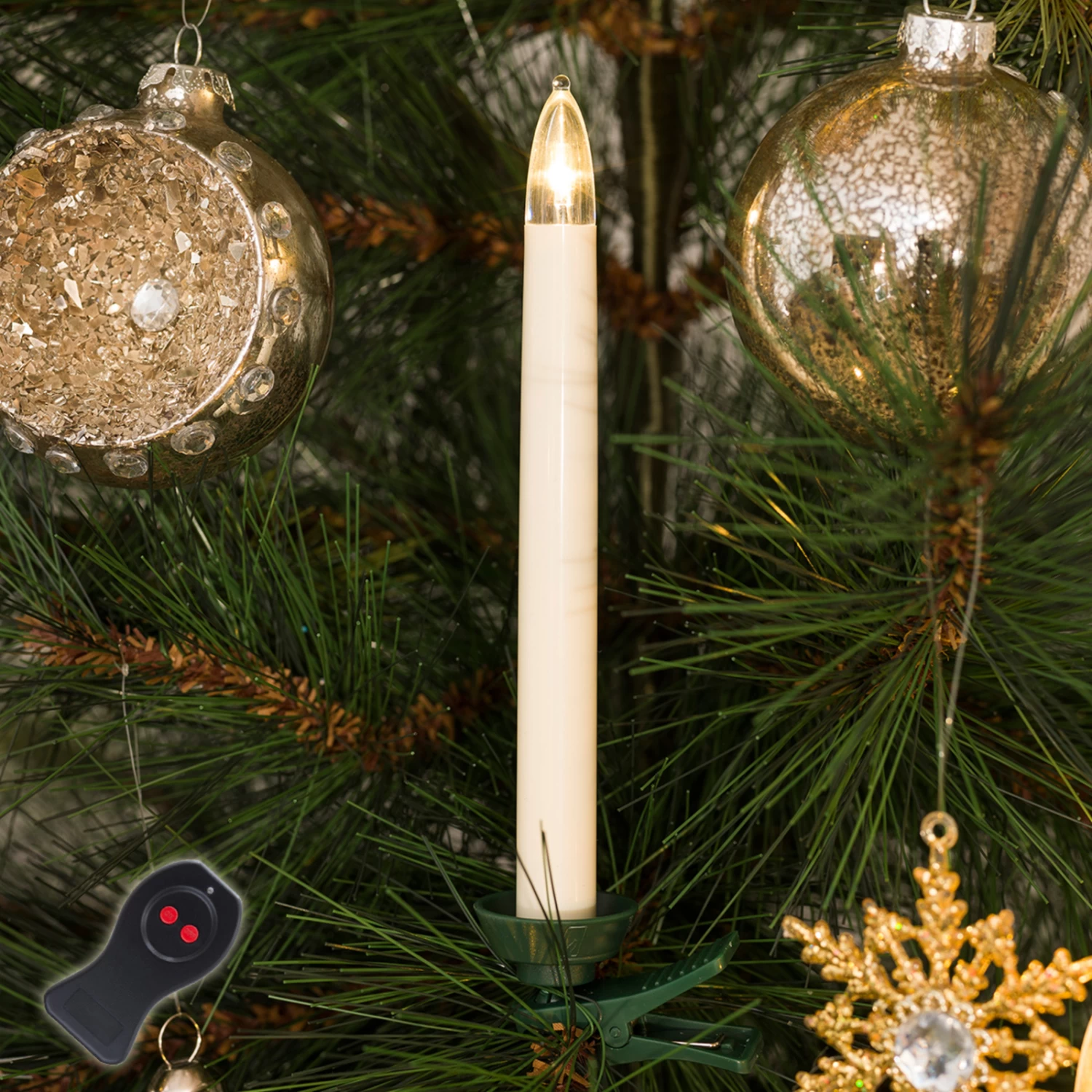 Christbaumkerzen LED Kabellos, 16 Cm, Weiß 10-flg
