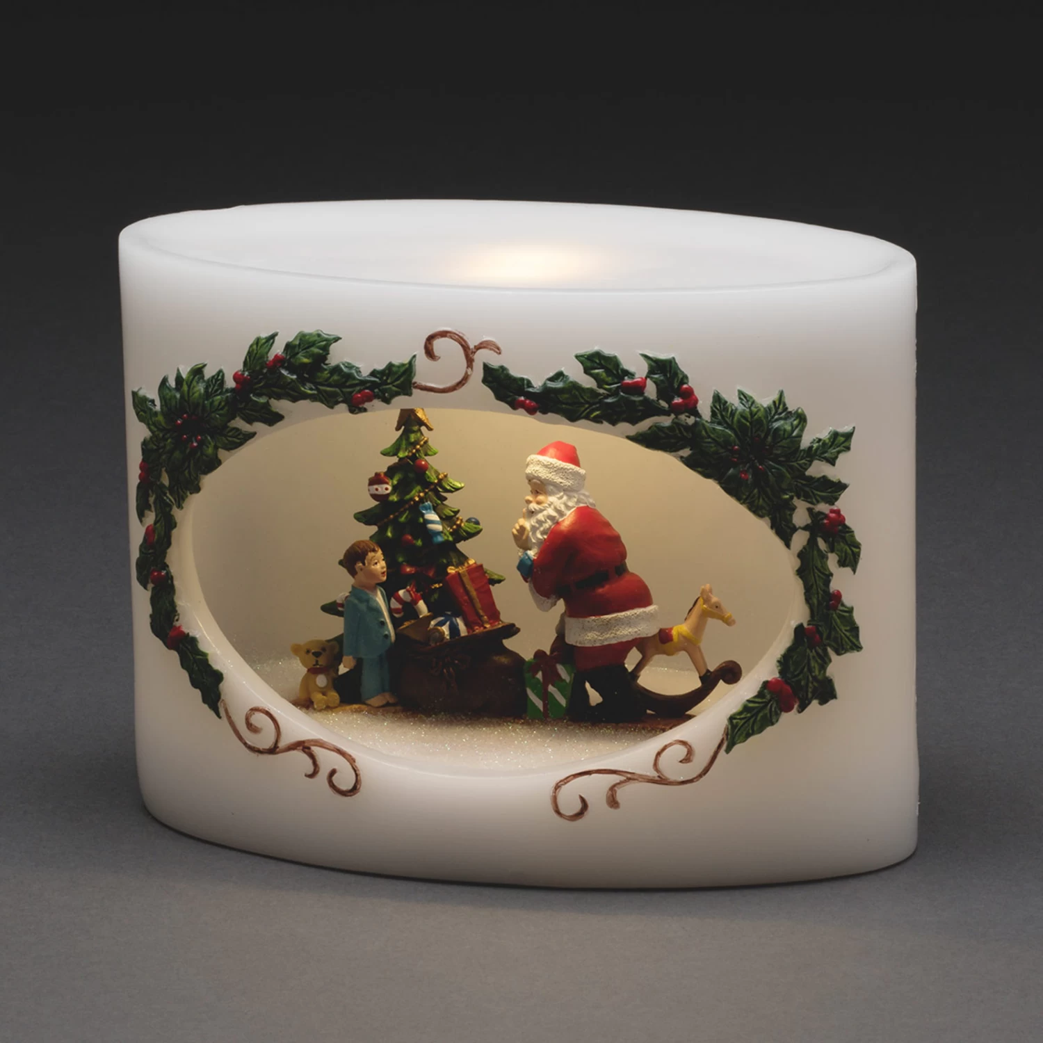 Echtwachskerze LED Weihnachtsmann Mit Kind – Bild 2