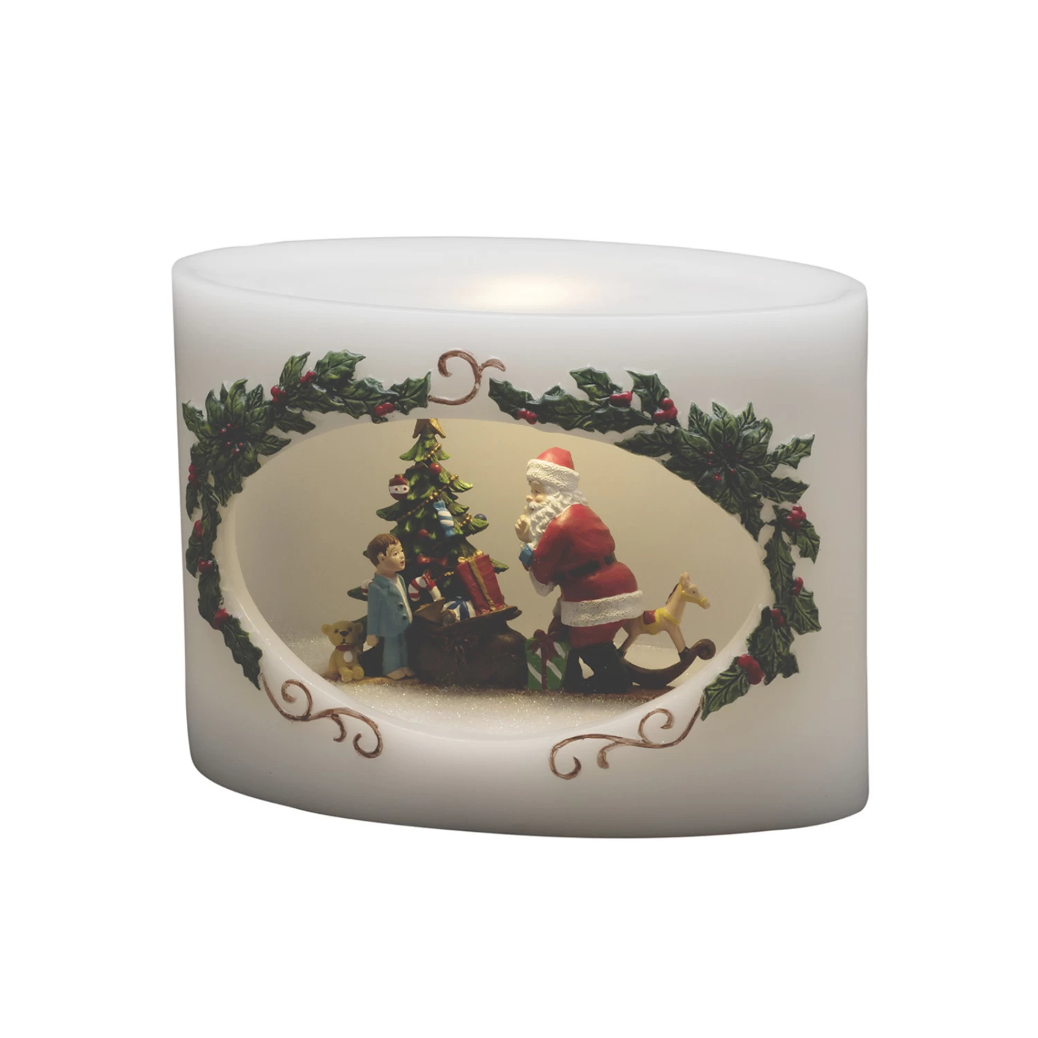 Echtwachskerze LED Weihnachtsmann Mit Kind – Bild 3
