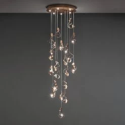 Knikerboker Curve LED-Hängeleuchte, 20fl, Bronze