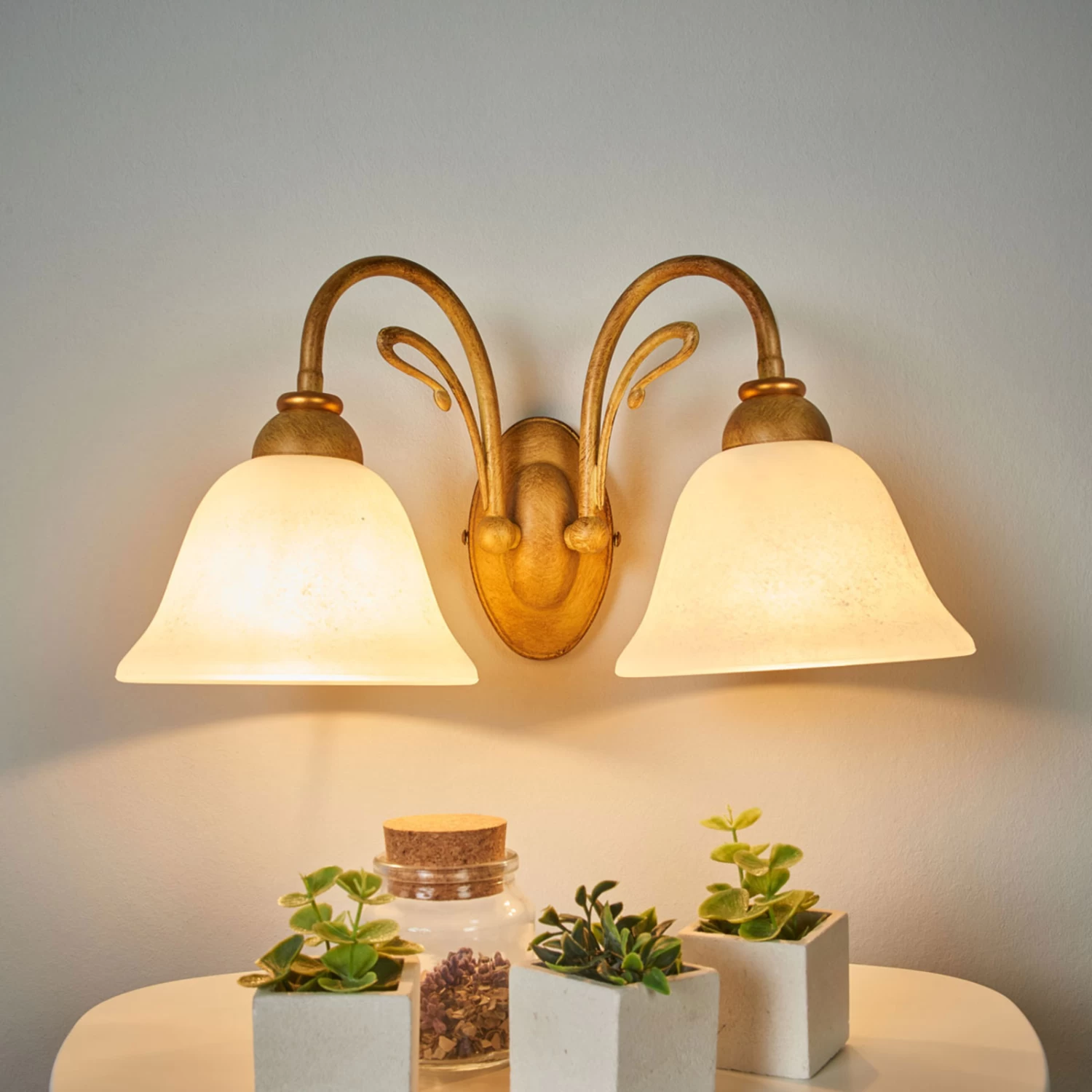 Wandleuche Antonio, Schirm Hängend 2-flammig