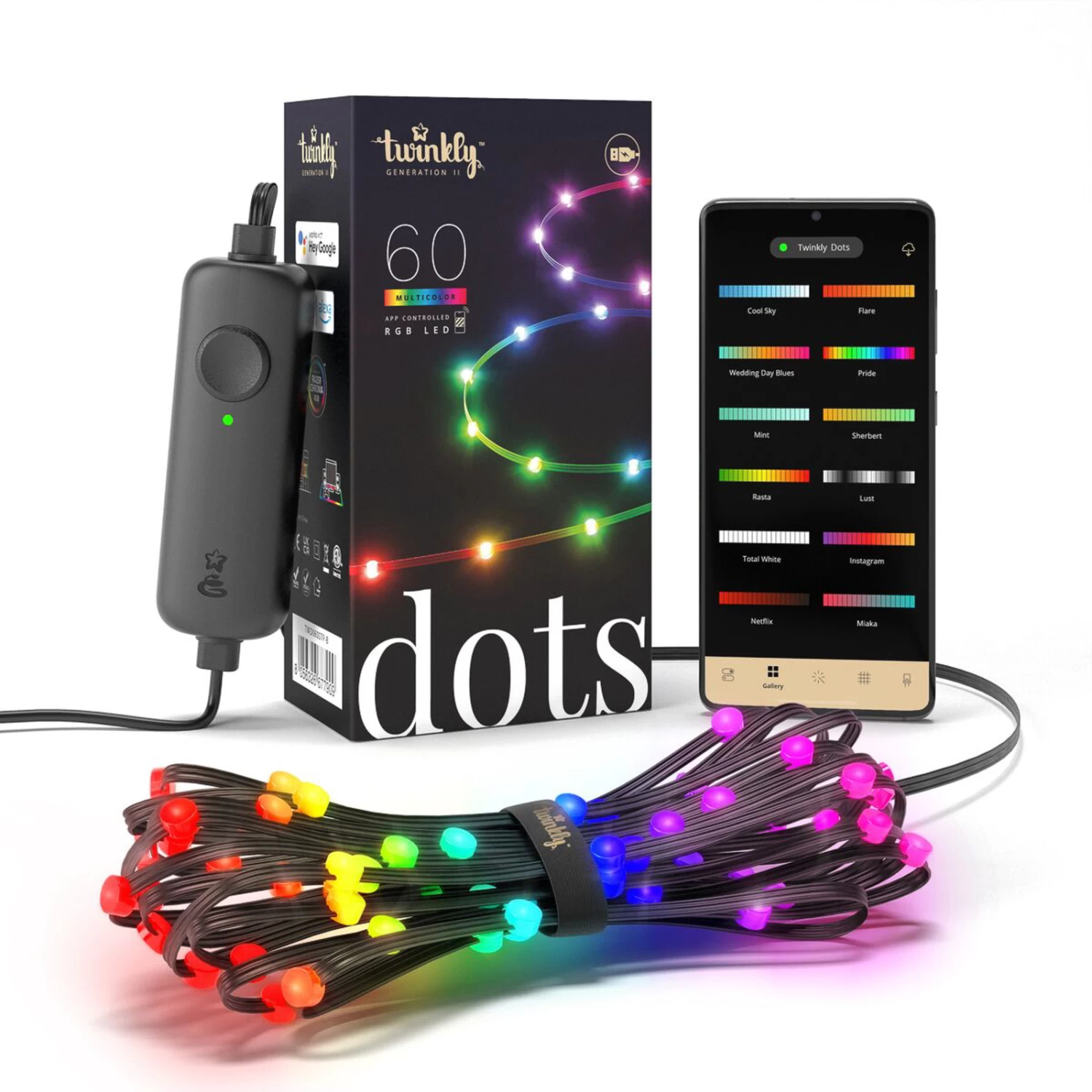 Twinkly Dots LED-Kette RGB, Schwarz, IP20, 3m – Bild 5