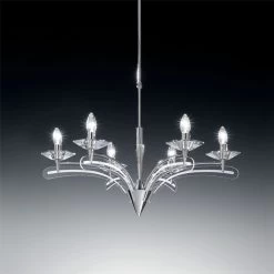 Kronleuchter ICARO 6-fl. Mit Kristallglas, Chrom