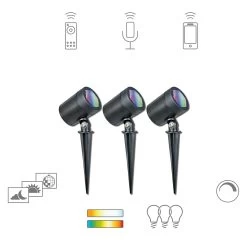 Müller Licht Tint Flores LED-Außenstrahler 3er Set