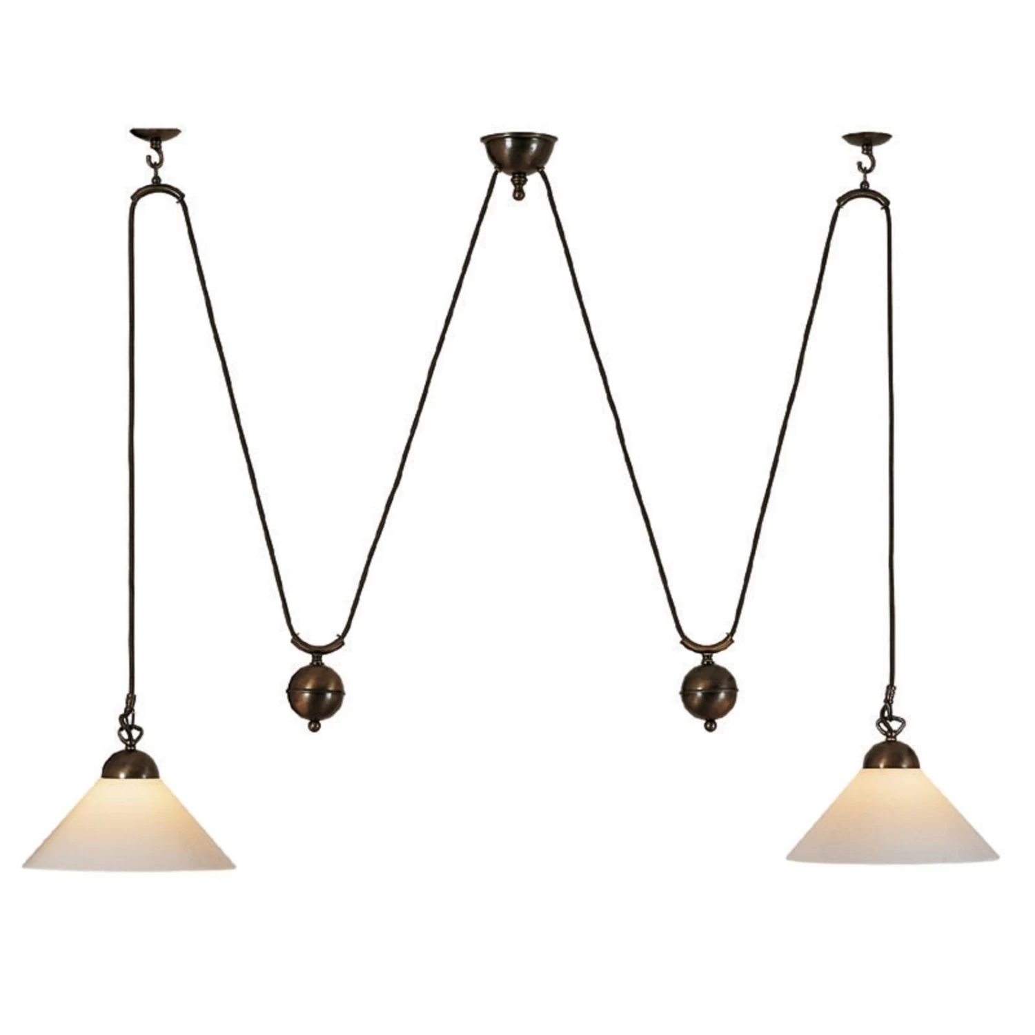 Menzel Anno Seilzug-Hängeleuchte 2flg. Messing – Bild 4