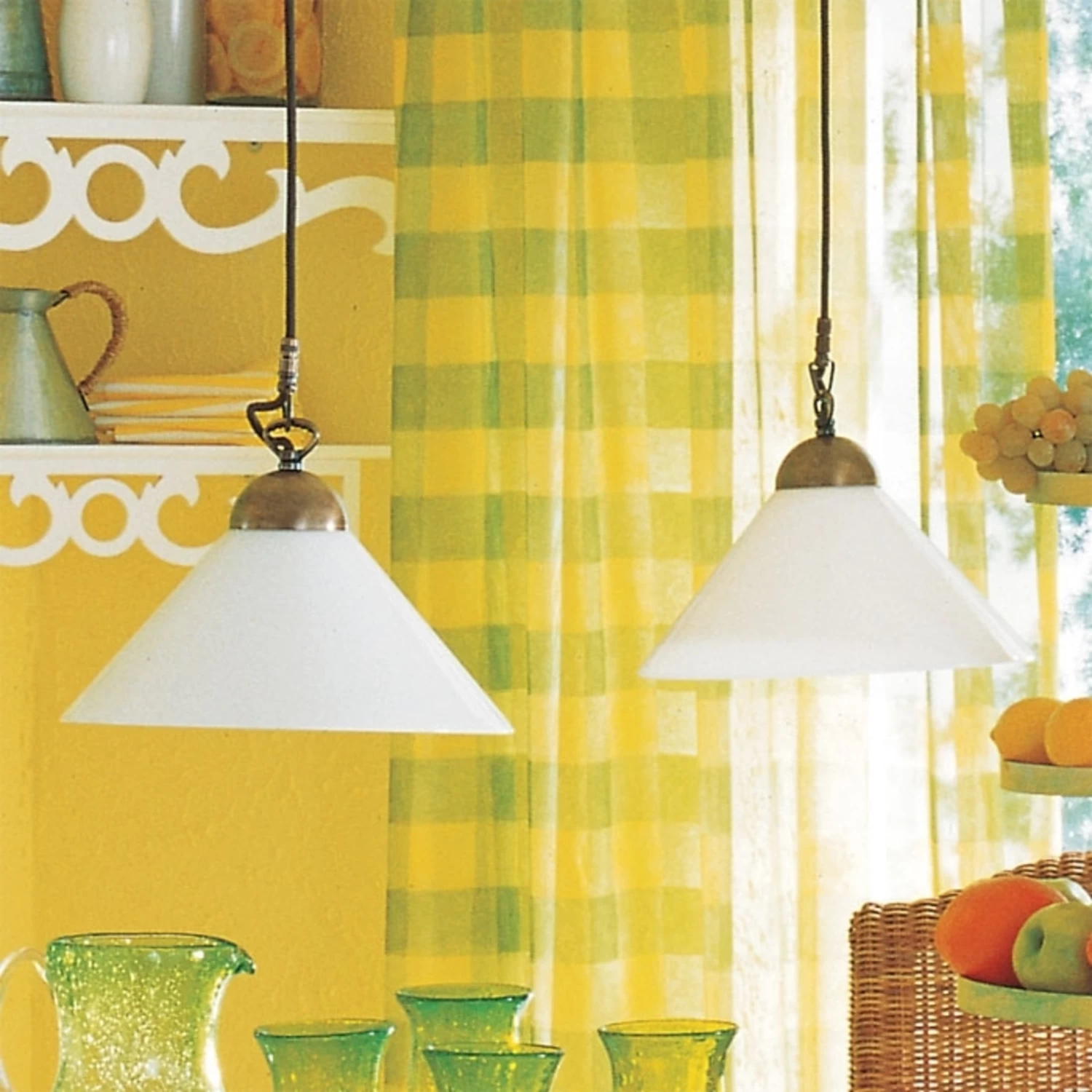 Menzel Anno Seilzug-Hängeleuchte 2flg. Messing