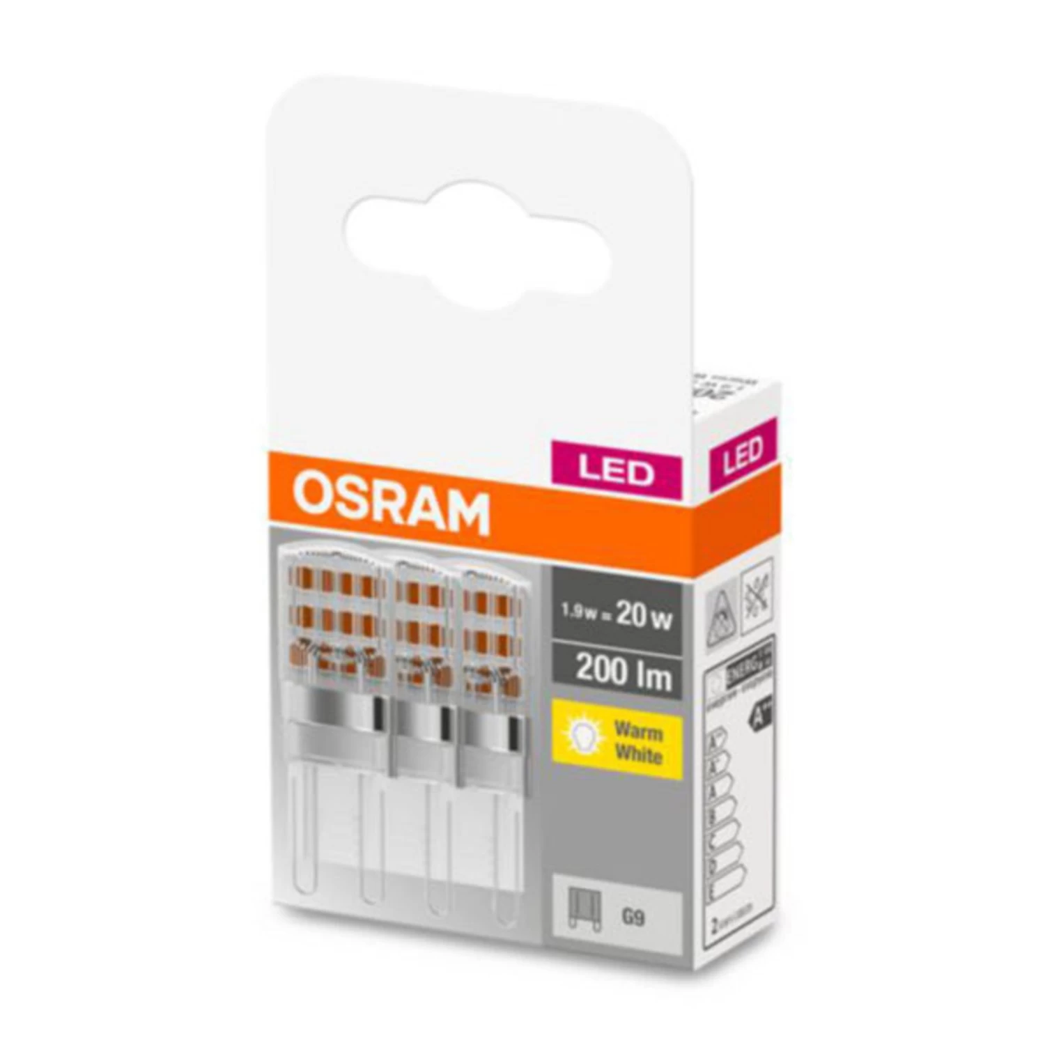 OSRAM LED-Stiftsockellampe G9 1,9W 2.700K Klar 3er – Bild 2
