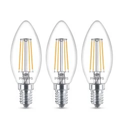 Philips LED-Kerzenlampe E14 B35 4,3W Klar 3er-Pack