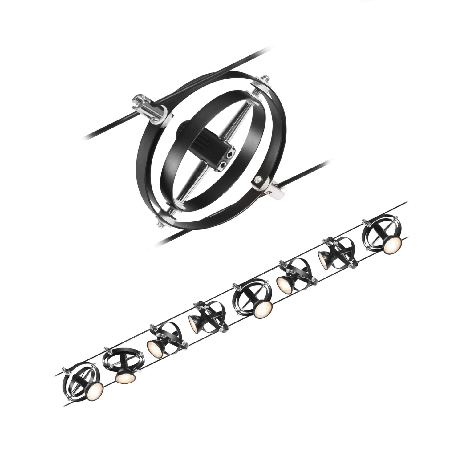 Paulmann Cardan Seilsystem Achtflammig, Schwarz M.