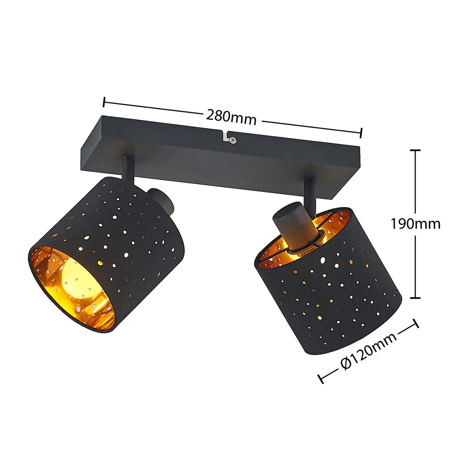 Lindby Darima Deckenstrahler, Zweiflammig, Schwarz – Bild 4