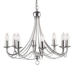 Kronleuchter Maypole Satin Silber, Achtflammig