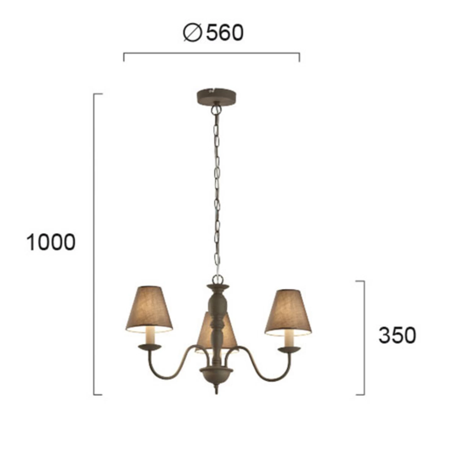 Kronleuchter Fatima, Grau, Dreiflammig – Bild 3