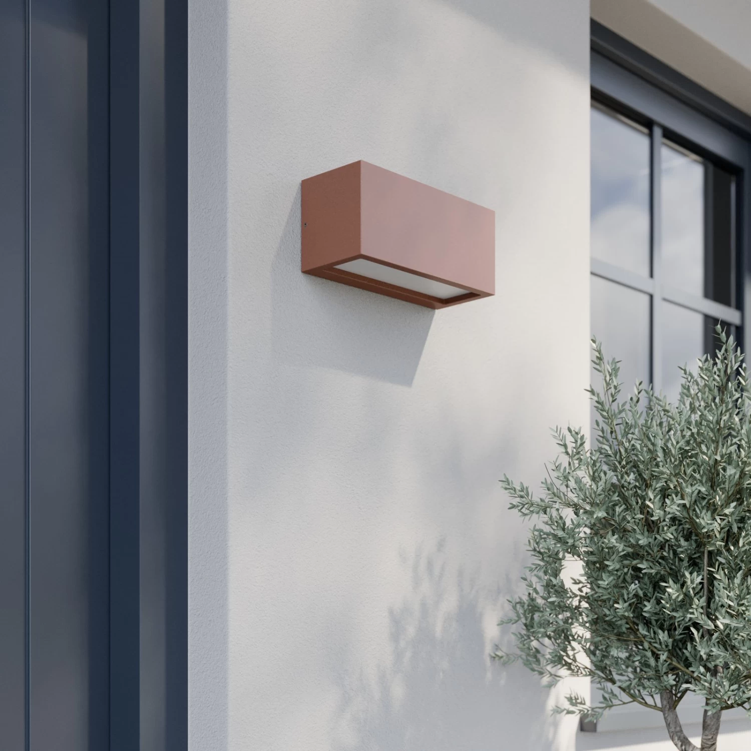 Lucande Eckige Außenwandleuchte Bente, Rostfarben – Bild 3