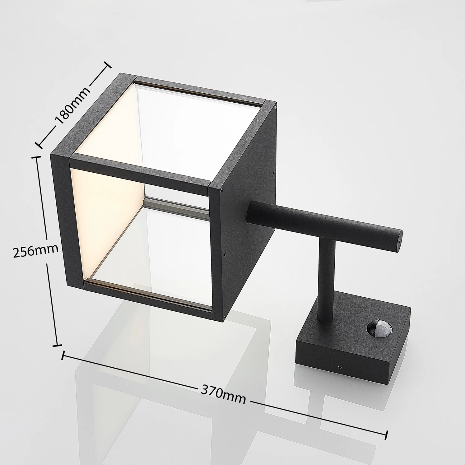 Lucande LED-Außenwandleuchte Cube, Graphit, Mit Sensor – Bild 5