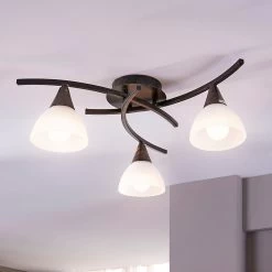 Dreiflammige Deckenlampe Della, Schwarz-gold