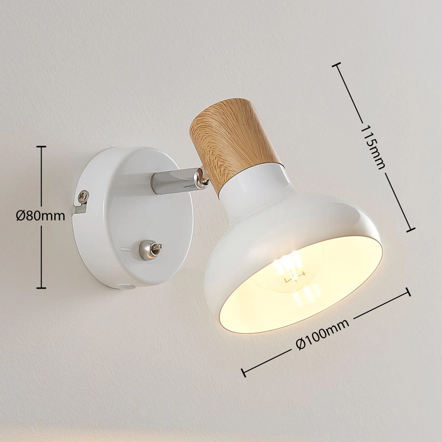 Weißer Metallstrahler Fridolin Mit Schalter – Bild 3