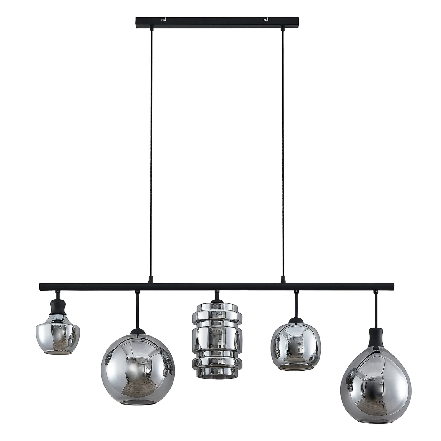 Lindby Mateno Glas-Hängeleuchte, 5-fl., Rauchgrau – Bild 3