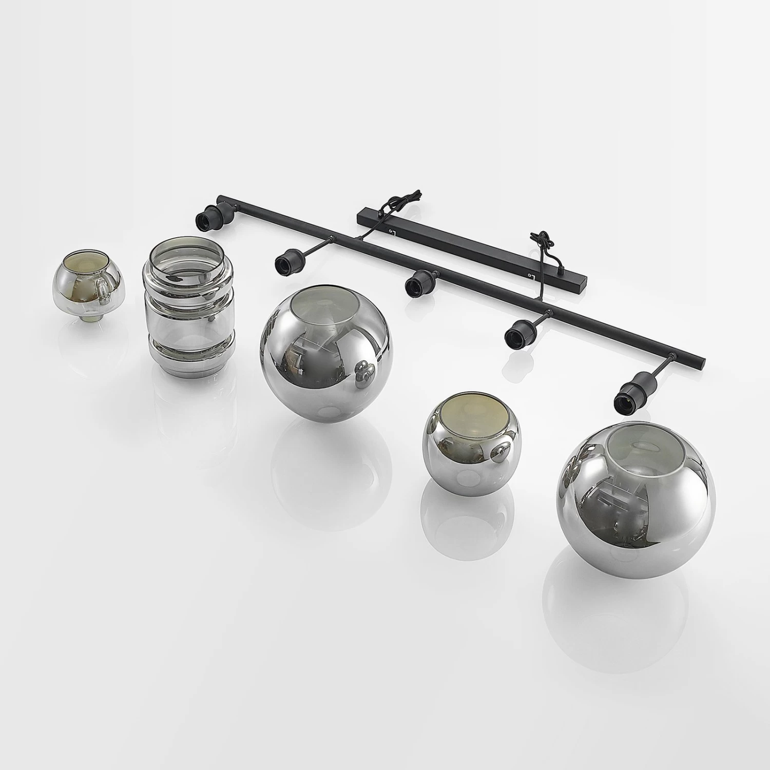 Lindby Mateno Glas-Hängeleuchte, 5-fl., Rauchgrau – Bild 8