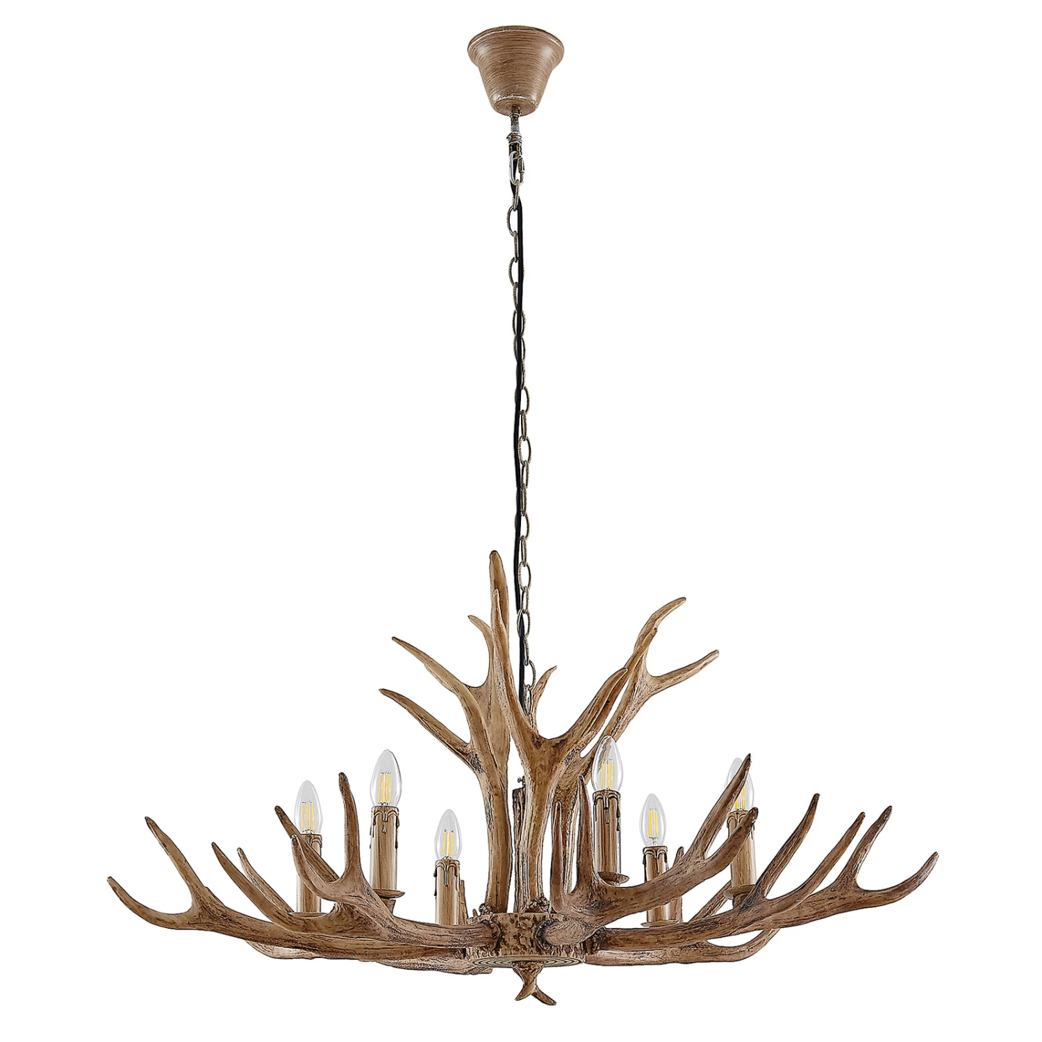 Lindby Tejask Hängelampe, Geweih, 6-fl., 102 Cm – Bild 3