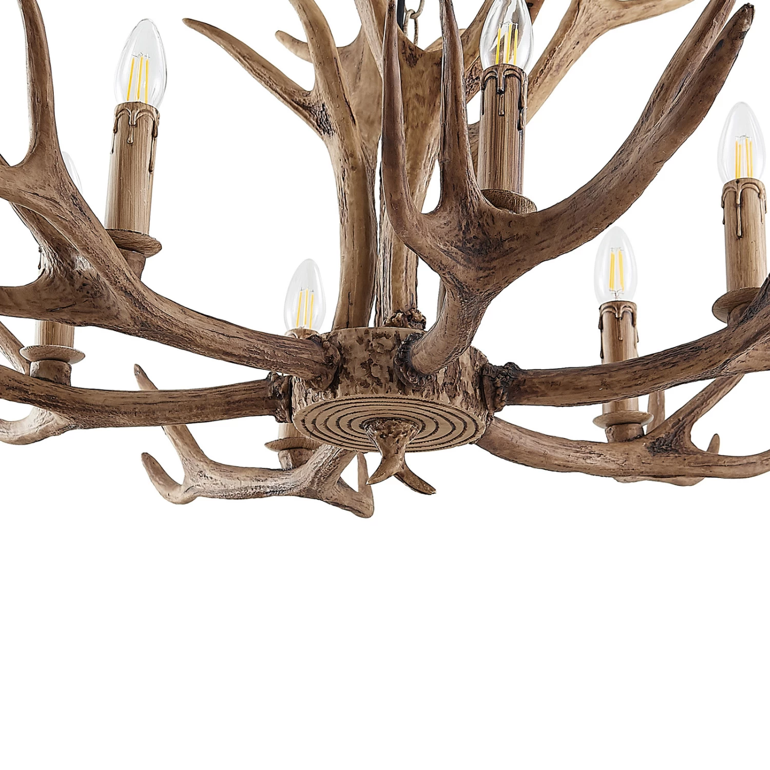 Lindby Tejask Hängelampe, Geweih, 6-fl., 102 Cm – Bild 7