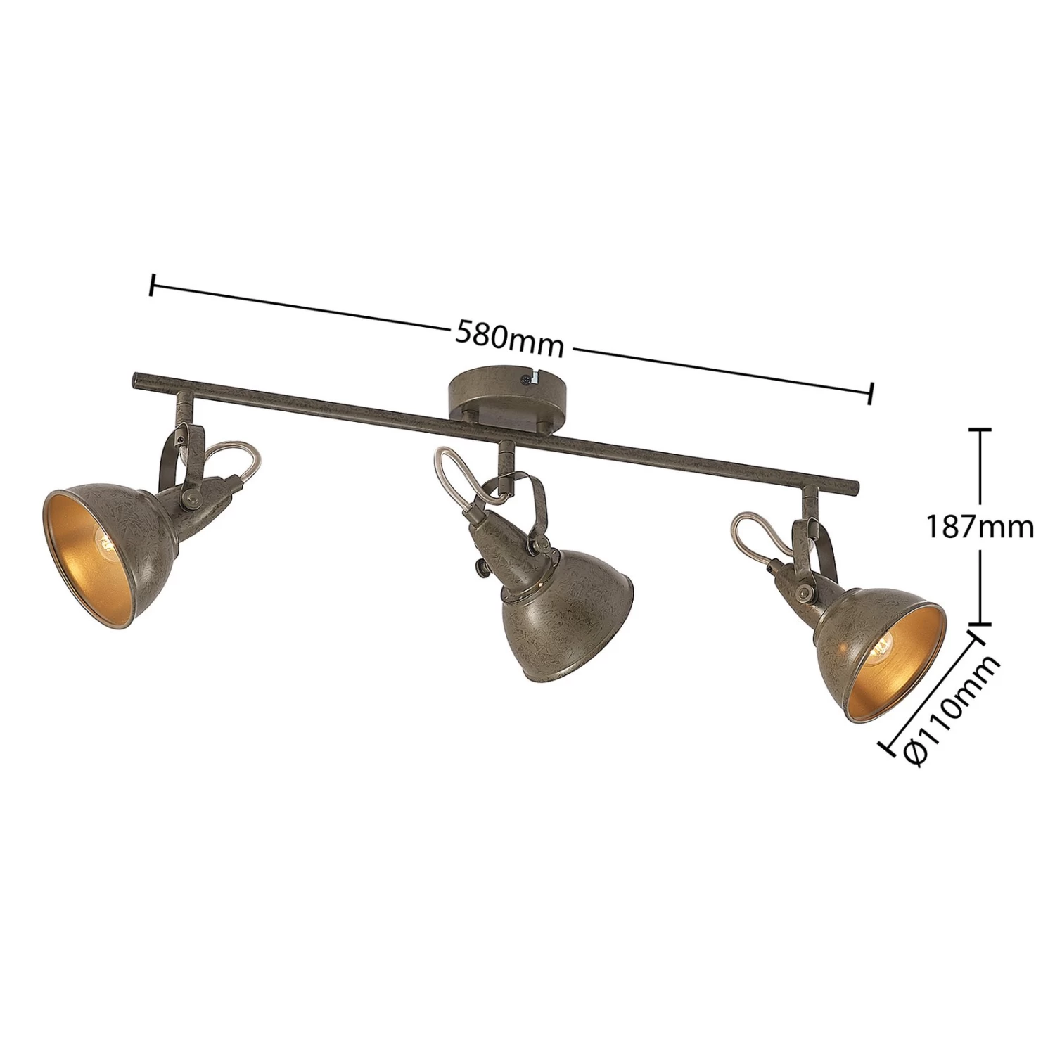 Lindby Julin Strahler, Dreiflammig, Dunkelgrau – Bild 5