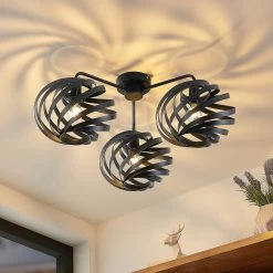 Lindby Niobano Deckenleuchte Aus Schwarzem Stahl